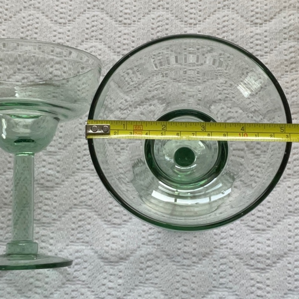 Large Margarita Glasses Set of 2 Green Glass - Picture 7 of 10